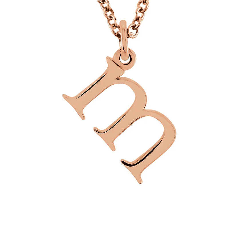 The Abbey Lower Case Initial 'm' Necklace in 14k Rose Gold, 16 Inch