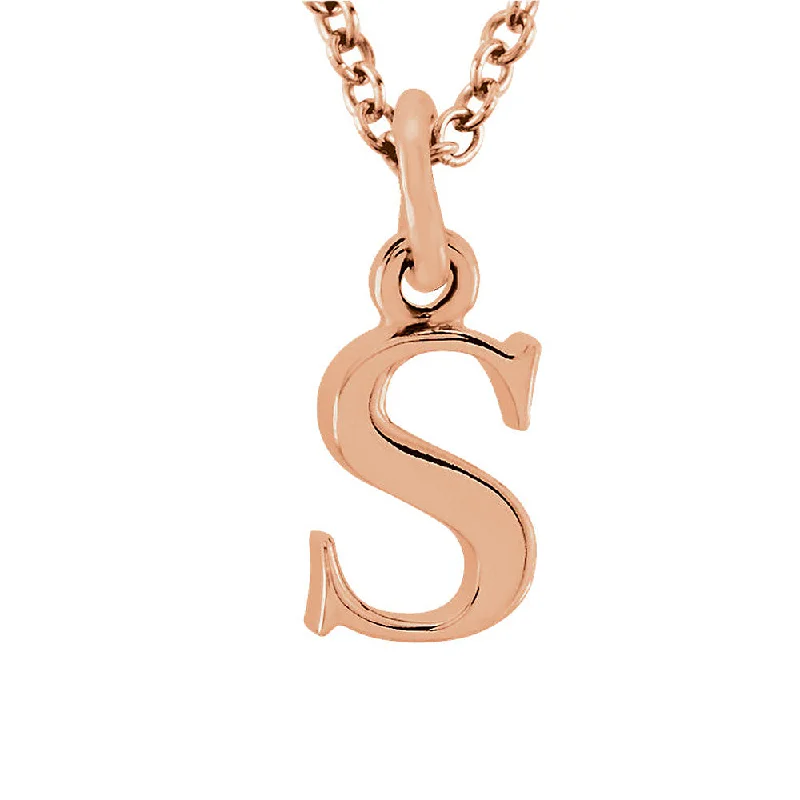 The Abbey Lower Case Initial 's' Necklace in 14k Rose Gold, 16 Inch