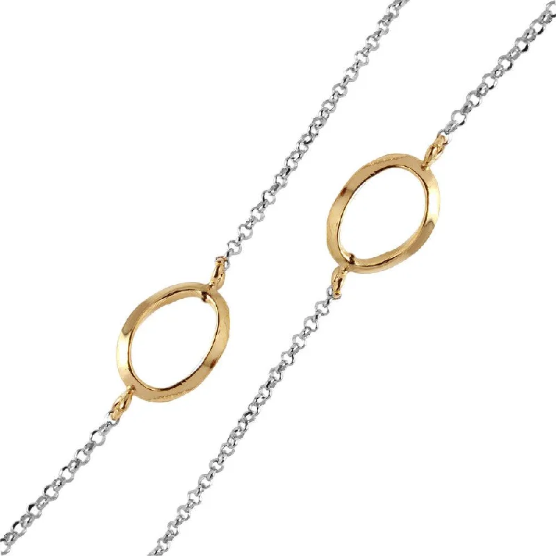 Silver 925 Chain Necklace with Curved Gold Plated Loops - ITN00117RH-GP