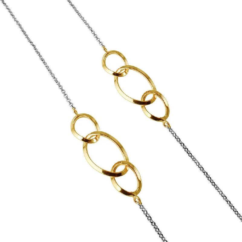 Silver 925 Chain Necklace with Gold Plated Intertwined Loops - ITN00113GP