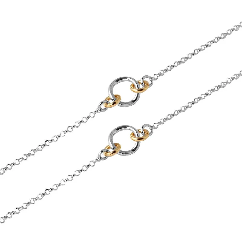 Silver 925 Chain Necklace with Interlocking Gold Plated Loops - ITN00118RH-GP