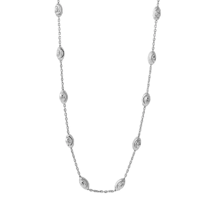 Silver 925 Diamond Cut Oval Rhodium Plated Italian Necklace - ITN00092RH-36