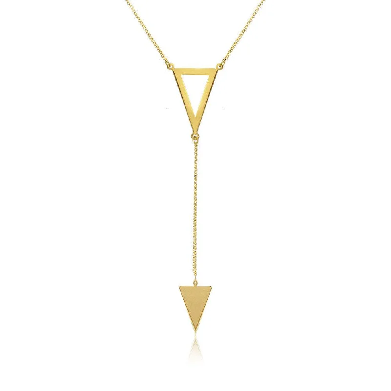 Silver 925 Gold Plated Necklace With 2 Triangle Drop - ARN00012GP