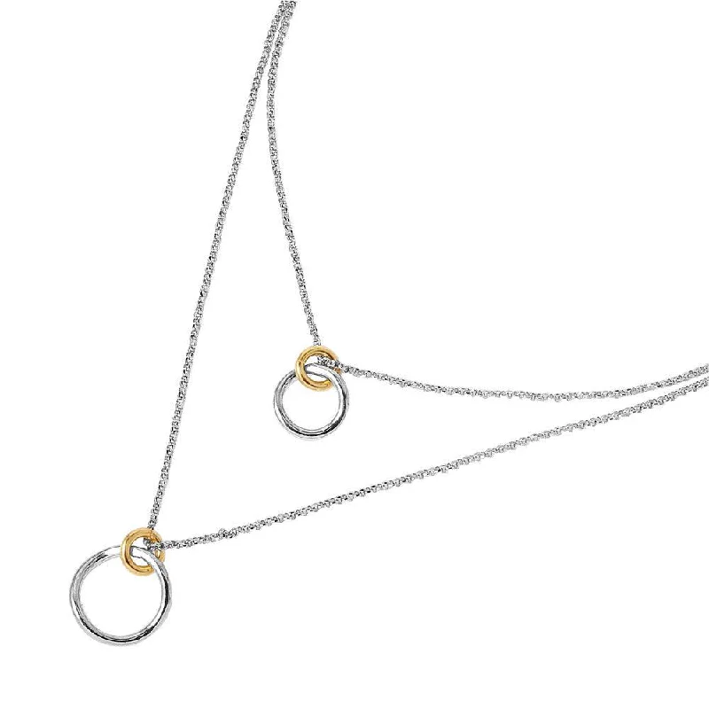 Silver 925 Rhodium Chain Necklace with Gold Plated Links - ITN00116RH-GP