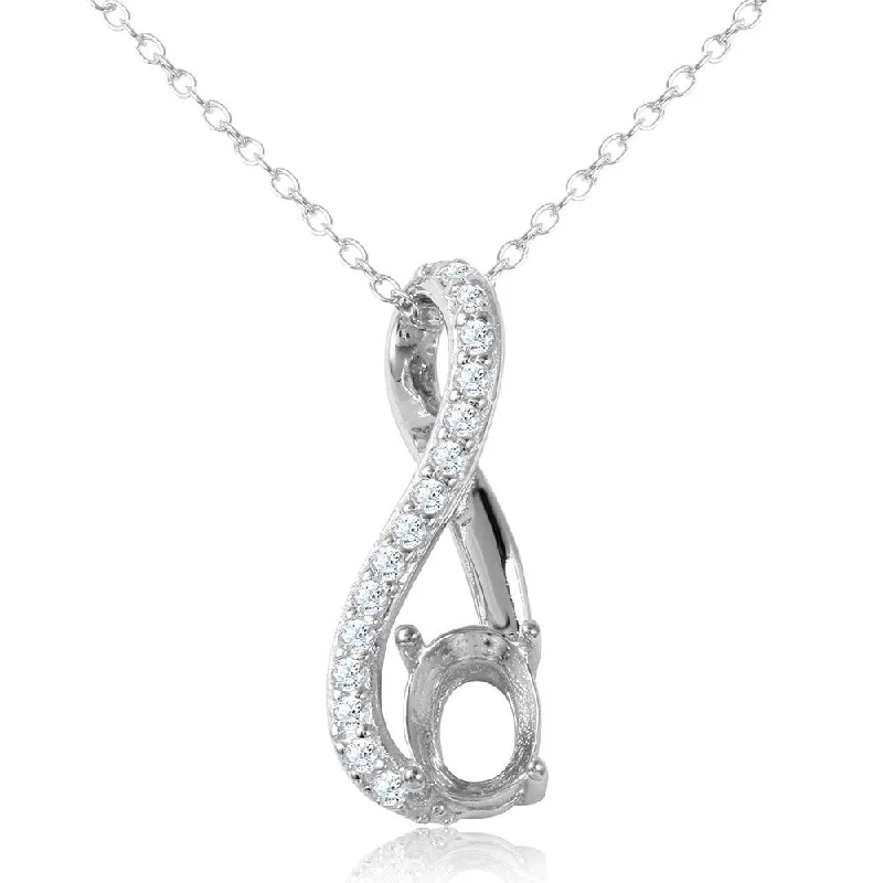 Silver 925 Rhodium Plated Infinity with CZ and Mounting Necklace - BGP00909