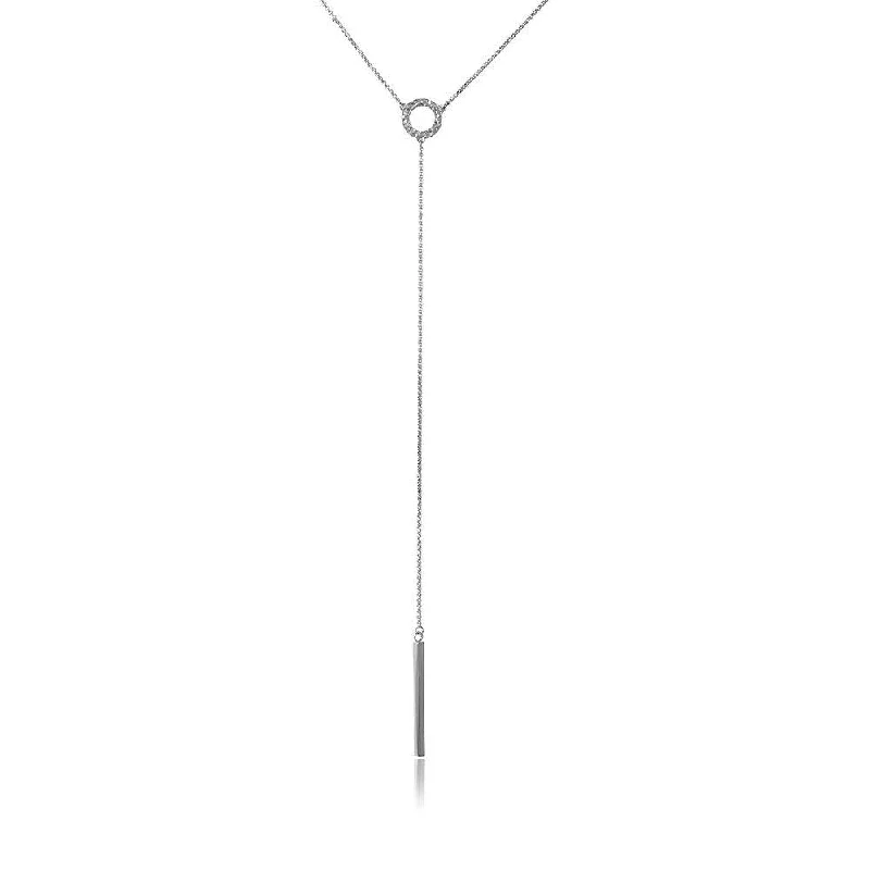 Silver 925 Rhodium Plated Lariat Necklace - ARN00011RH