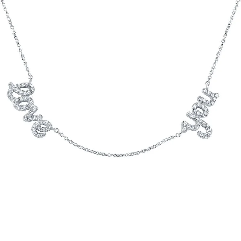 Silver 925 Rhodium Plated 'love you' Pendant Necklace - STP01406