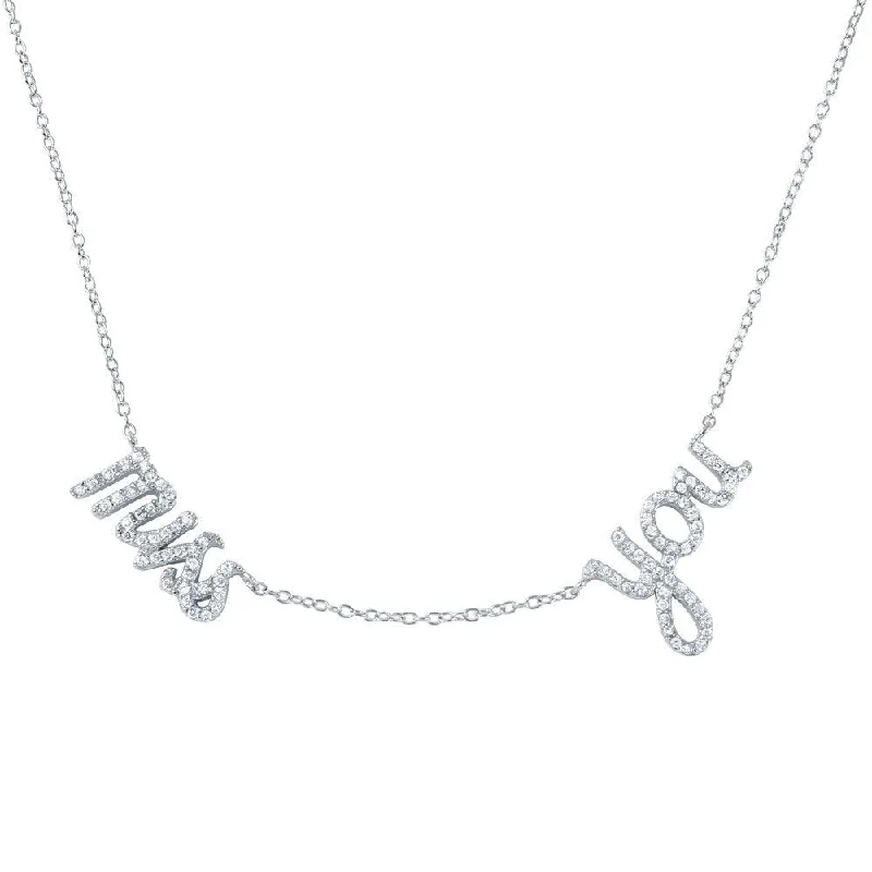 Silver 925 Rhodium Plated 'miss you' Pendant Necklace - STP01407