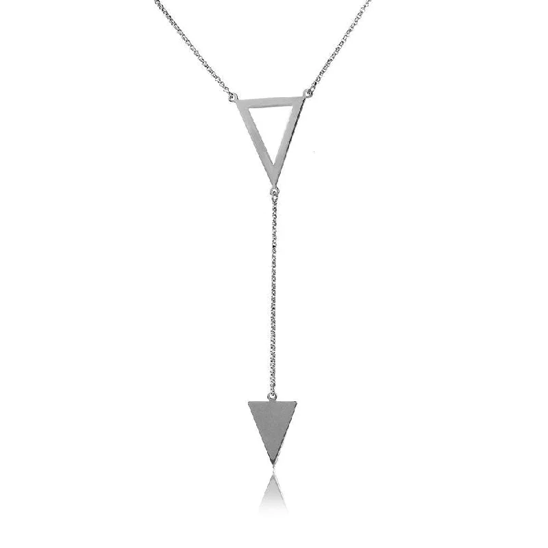 Silver 925 Rhodium Plated Necklace with 2 Triangle Drop - ARN00012RH