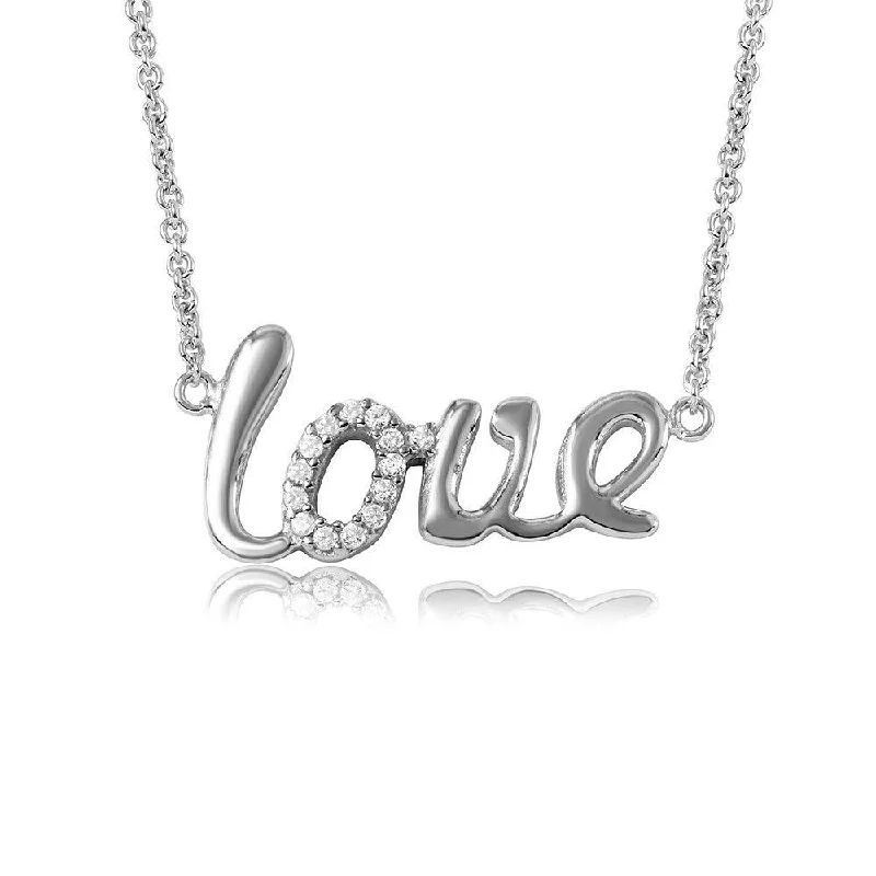 Silver 925 Rhodium Plated Word Necklace "LOVE" - DIN00039RH