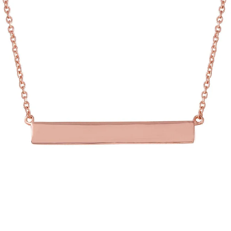 Silver 925 Rose Gold Plated Rectangular Tag Necklace - STP01474RGP