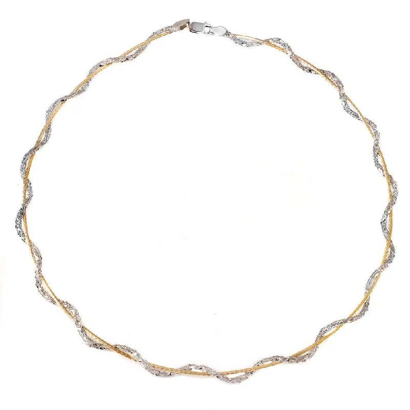 Silver 925 Rose Gold Plated Snake Wrap Entangling Necklace - DIN00009GP-RH