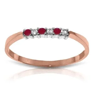 0.11 Carat 14K Solid Rose Gold Love Band Ruby Diamond Ring