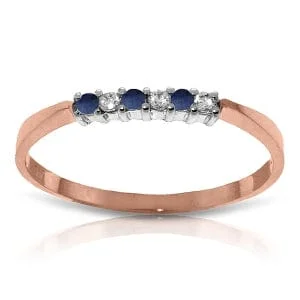 0.11 Carat 14K Solid Rose Gold Love Band Sapphire Diamond Ring