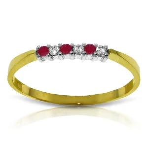 0.11 Carat 14K Solid Yellow Gold Can't Undo Love Ruby Diamond Ring