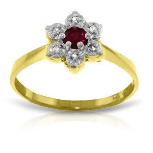 0.23 Carat 14K Solid Yellow Gold Half The Solution Ruby Diamond Ring