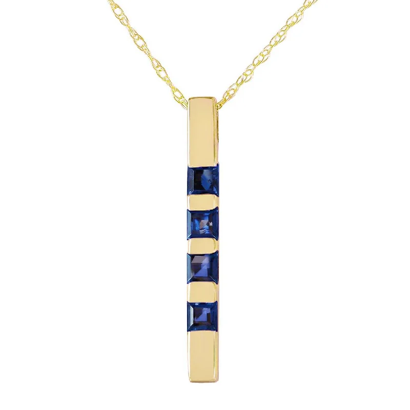 0.35 Carat 14K Solid Yellow Gold Necklace Bar Natural Sapphire