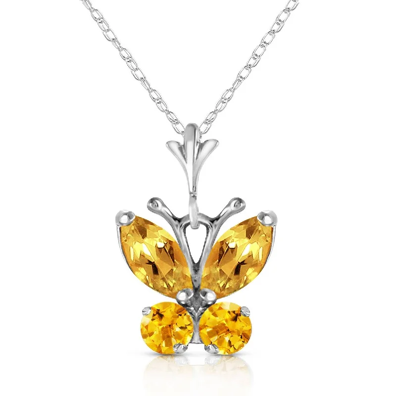 0.6 Carat 14K Solid White Gold Butterfly Necklace Citrine