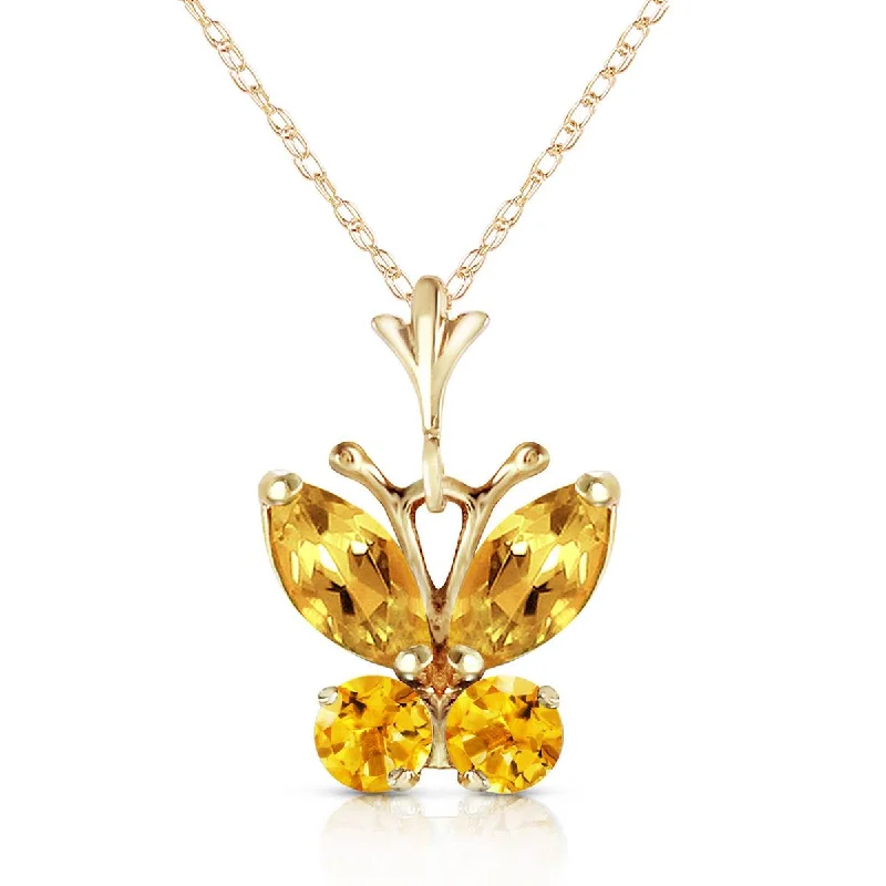 0.6 Carat 14K Solid Yellow Gold Butterfly Necklace Citrine