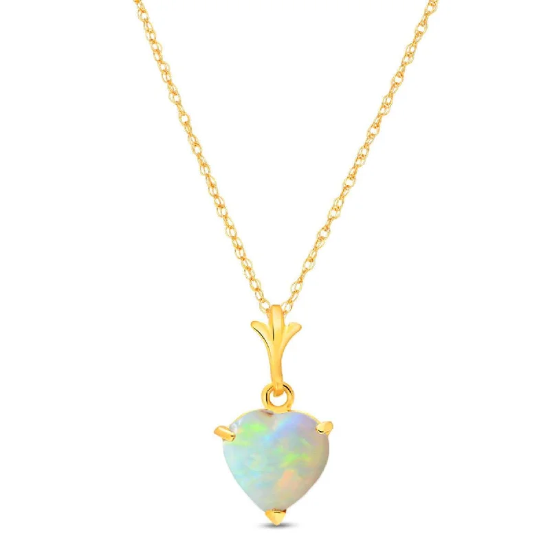 0.65 Carat 14K Solid Yellow Gold Necklace Natural Heart Opal