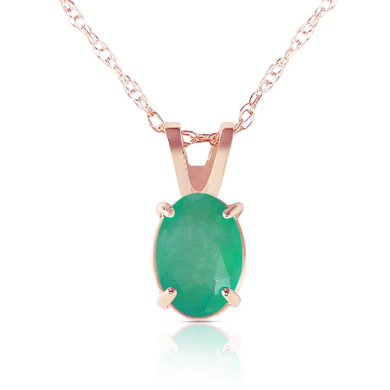 0.75 Carat 14K Solid Rose Gold Necklace Natural Emerald