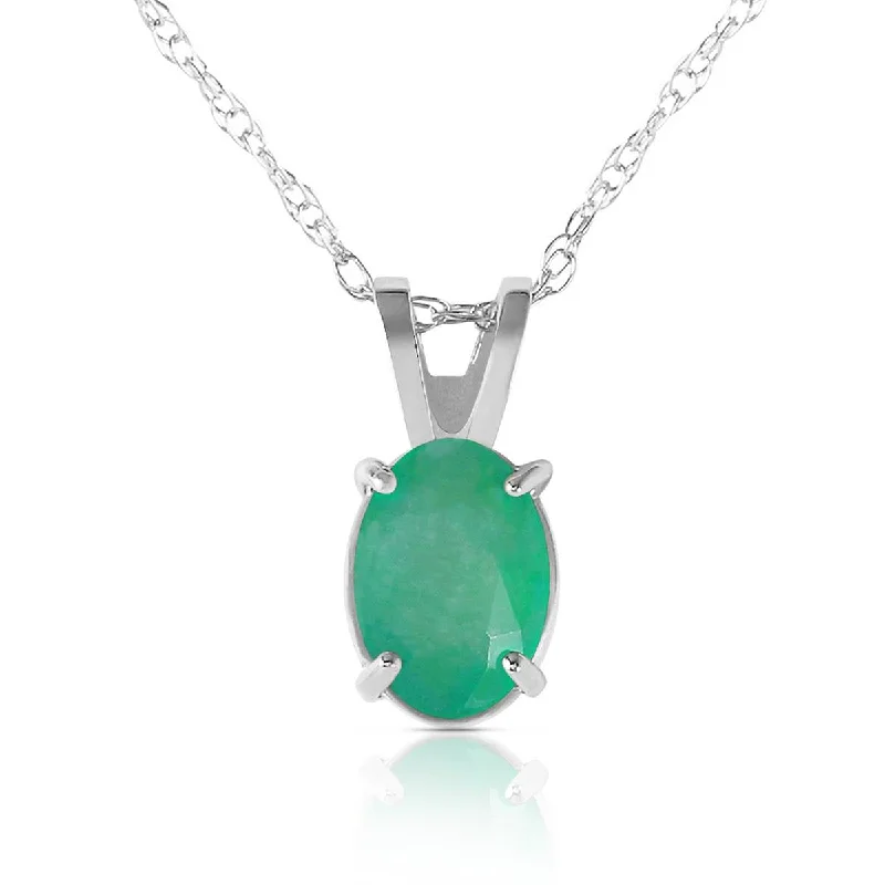 0.75 Carat 14K Solid White Gold Necklace Natural Emerald