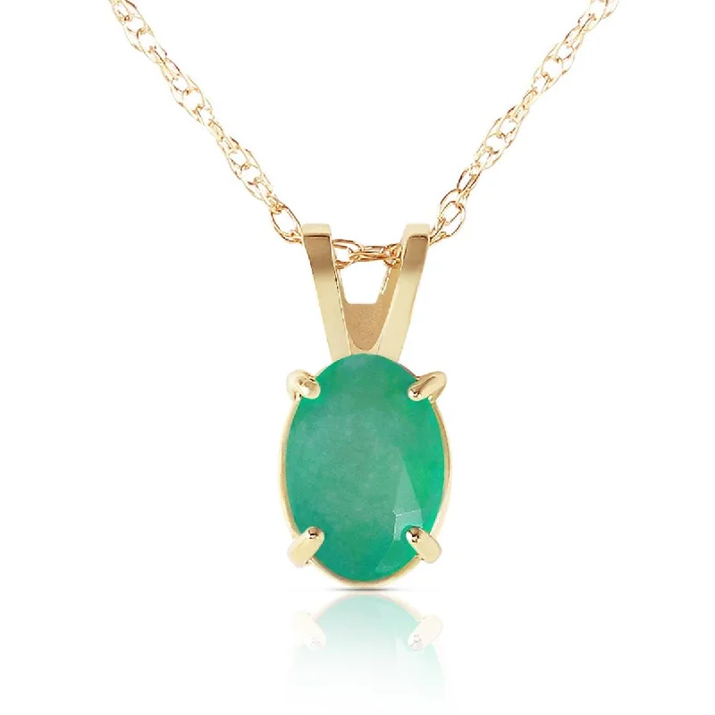 0.75 Carat 14K Solid Yellow Gold Necklace Natural Emerald