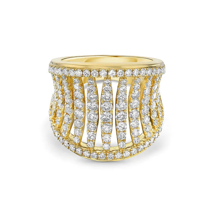 Charles Krypell Pavé Birdcage Ring in 18K Yellow Gold