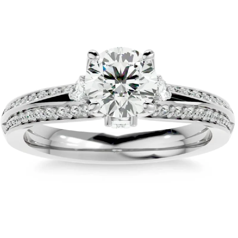 1 1/3Ct Diamond & Moissanite Accent Engagement Ring in Gold