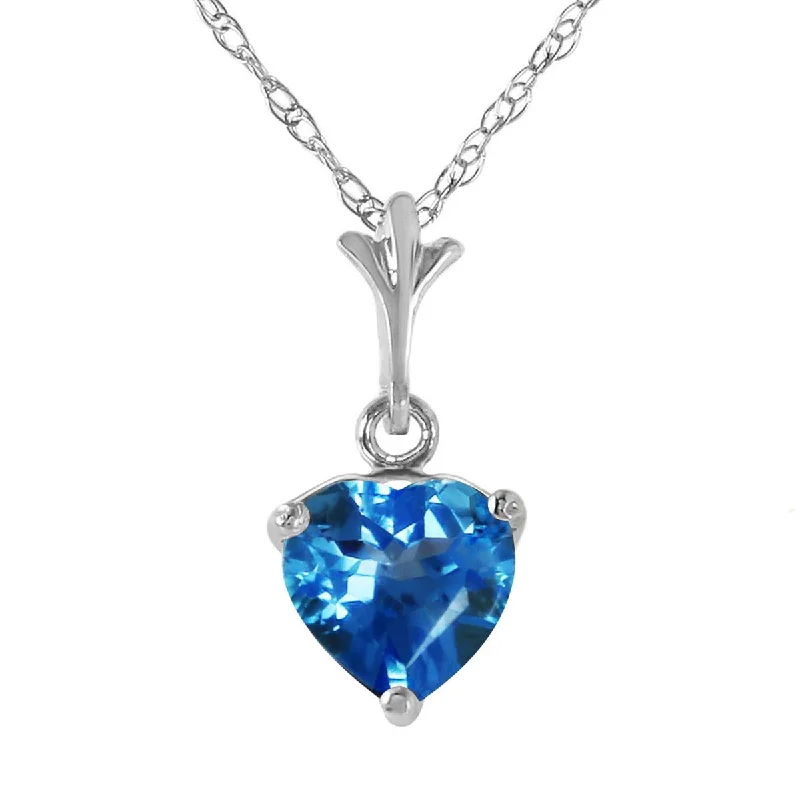 1.15 Carat 14K Solid White Gold Lafayette Blue Topaz Necklace