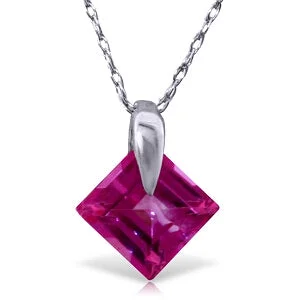 1.16 Carat 14K Solid White Gold Applause Pink Topaz Necklace