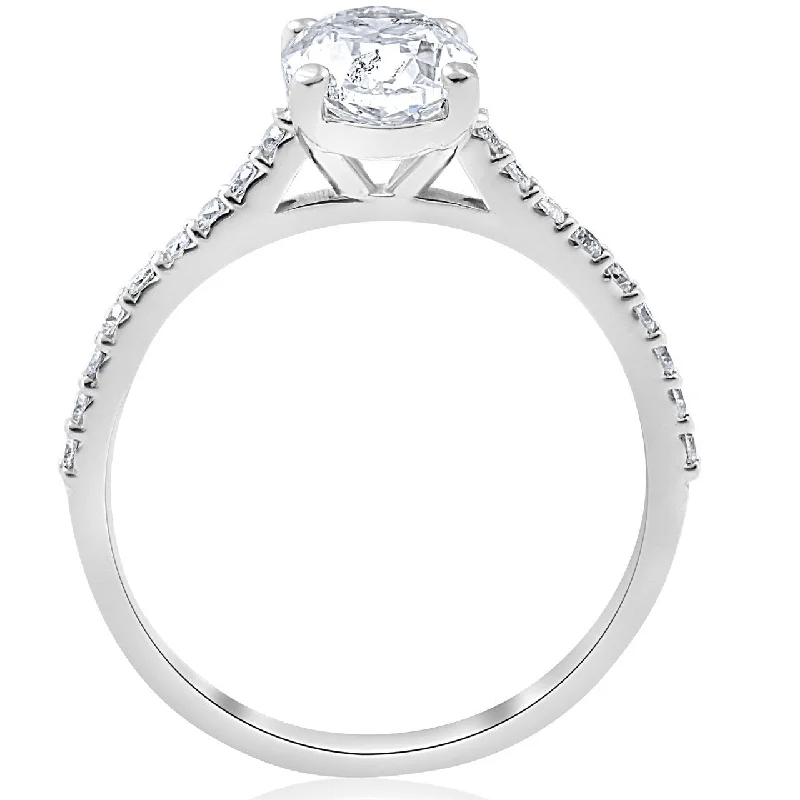 1.20Ct Oval Diamond Engagement Ring with Side Stones White Gold lab Grown