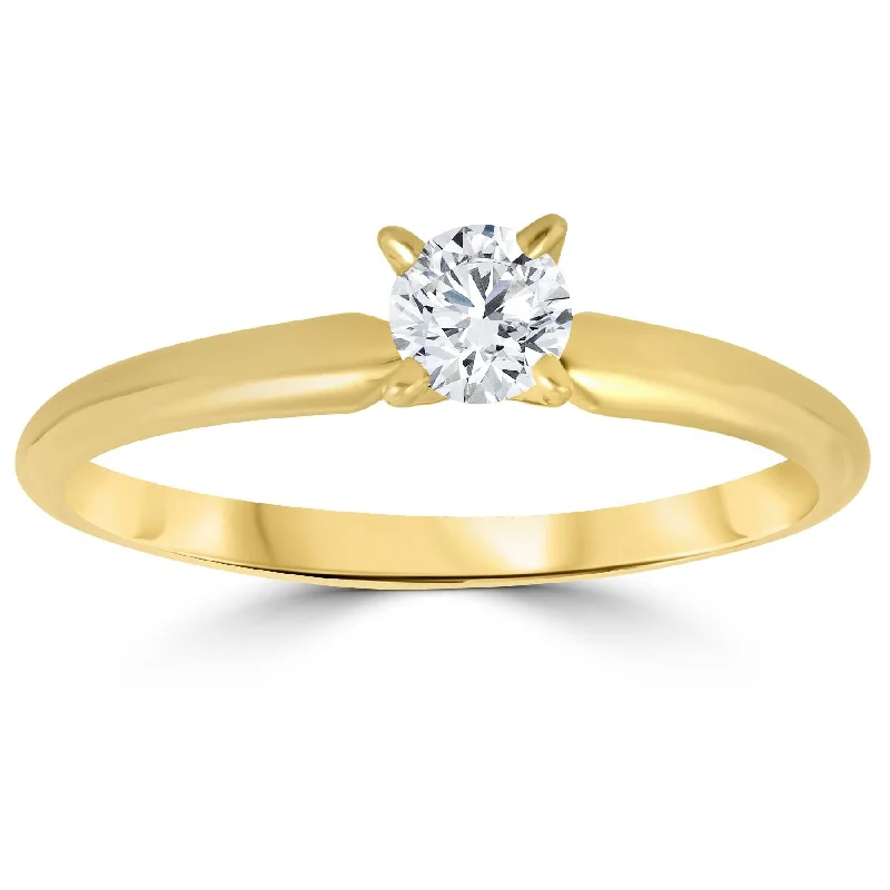 1/3ct Round Diamond Solitaire Engagement Ring Yellow Gold