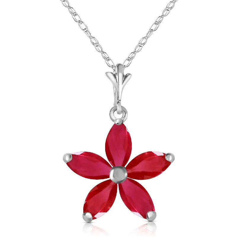 1.4 Carat 14K Solid White Gold Further To Go Ruby Necklace