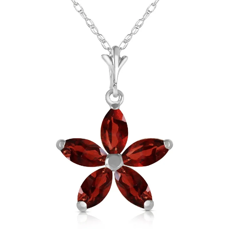 1.4 Carat 14K Solid White Gold Having Once Garnet Necklace