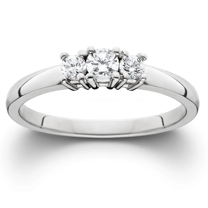 1/4 Ct Three Stone Lab Grown Diamond Engagement Ring White Gold