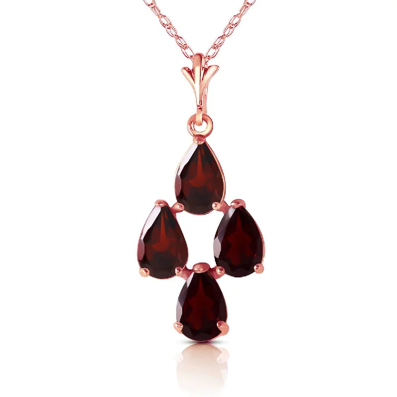 1.5 Carat 14K Solid Rose Gold Necklace Natural Garnet