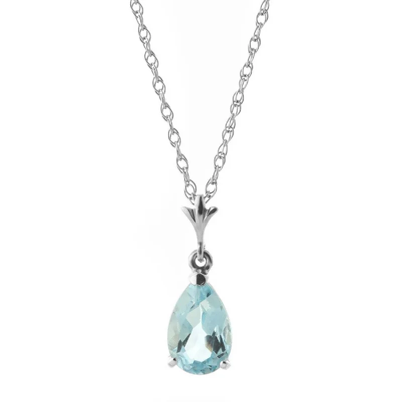 1.5 Carat 14K Solid White Gold Prepare For Love Aquamarine Necklace