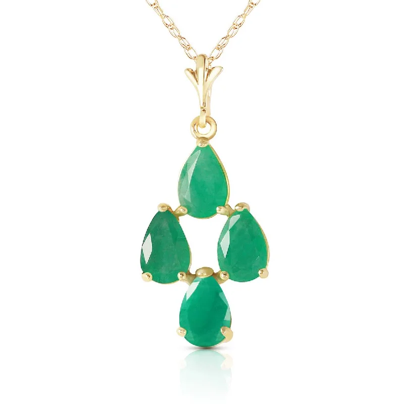 1.5 Carat 14K Solid Yellow Gold Love Portrait Emerald Necklace