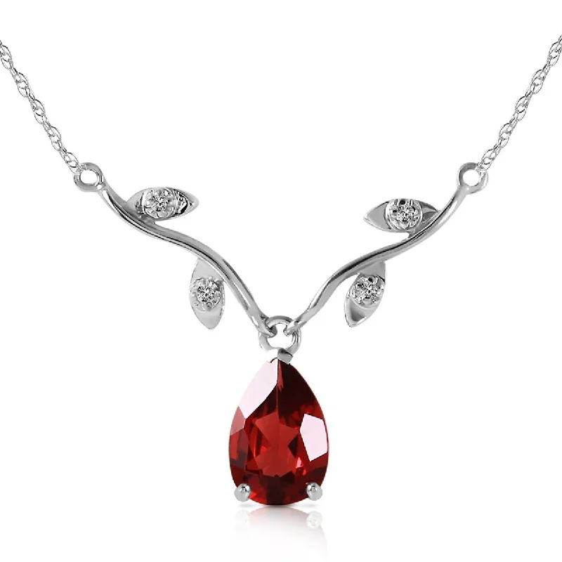 1.52 Carat 14K Solid White Gold Possibly Near Garnet Diamond Necklace