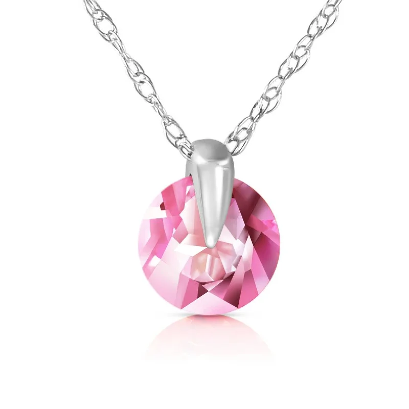 1 Carat 14K Solid White Gold Admitting How Pink Topaz Necklace