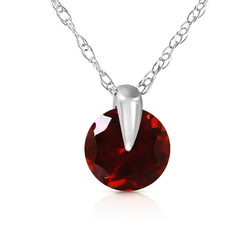 1 Carat 14K Solid White Gold Don't Rush Love Garnet Necklace