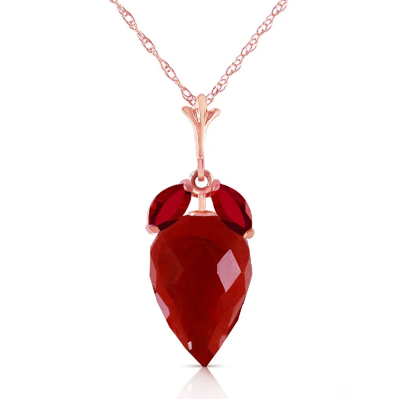 13.5 Carat 14K Solid Rose Gold Desire Ruby Necklace