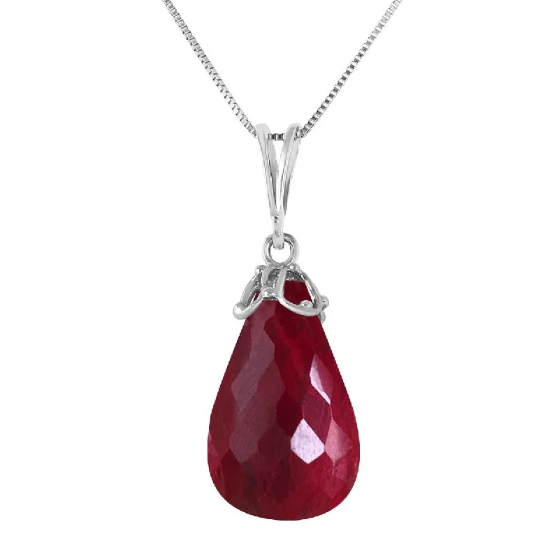 14.8 Carat 14K Solid White Gold Necklace Briolette Natural Ruby