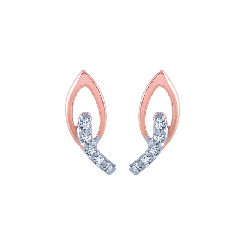 14k (585) Rose Gold And Diamond Stud Earrings For Women