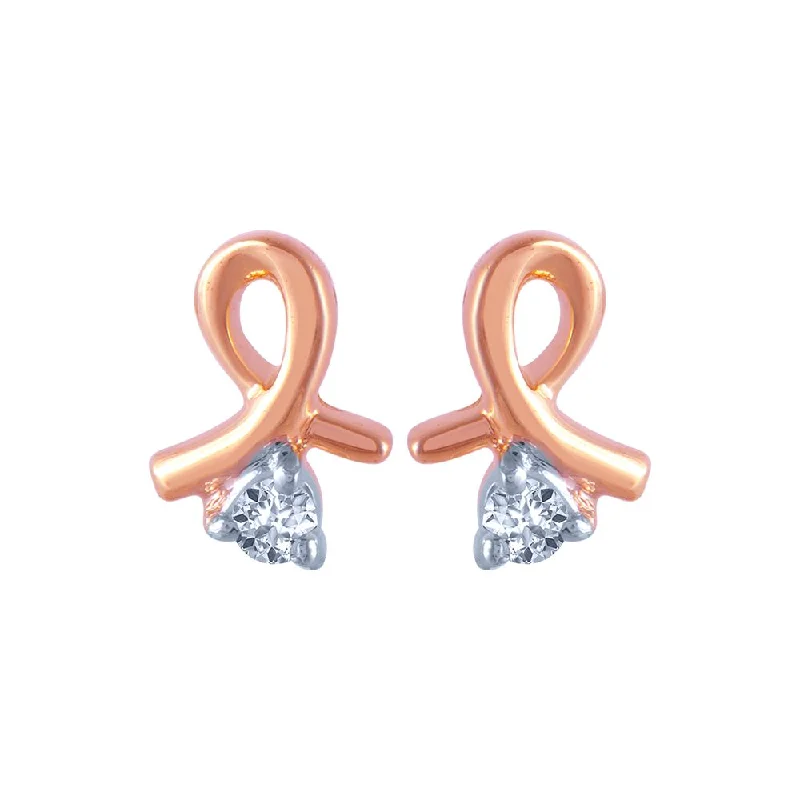 14k (585) Rose Gold And Diamond Stud Earrings For Women