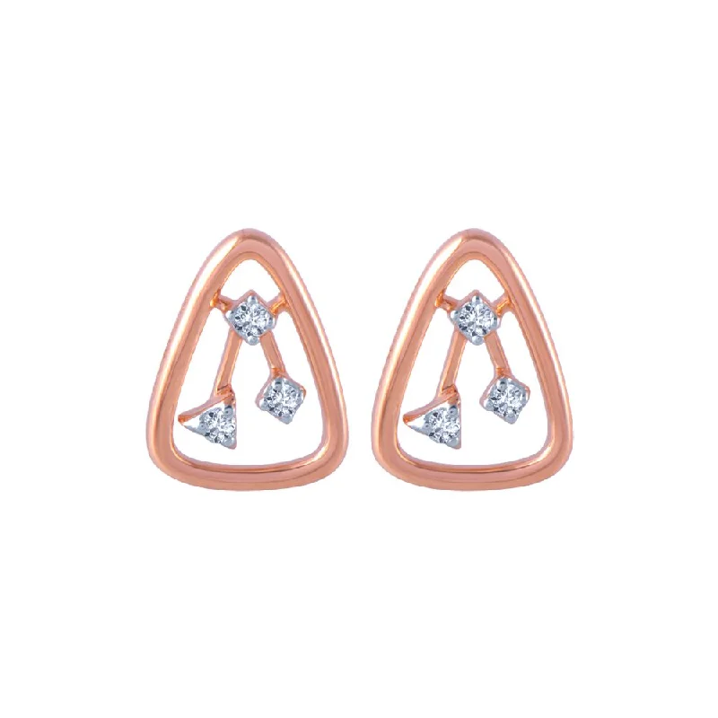 14k (585) Rose Gold And Diamond Stud Earrings For Women