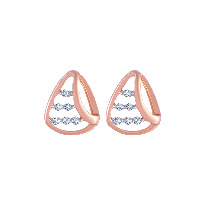 14k (585) Rose Gold And Diamond Stud Earrings For Women