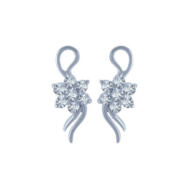 14k (585) White Gold And Diamond Stud Earrings For Women