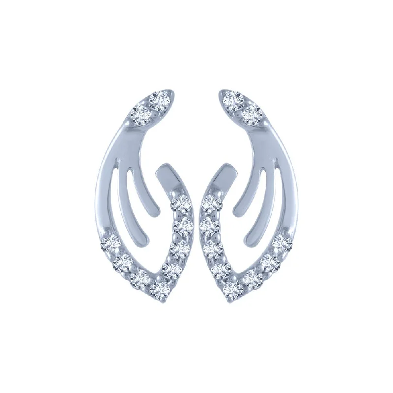 14k (585) White Gold And Diamond Stud Earrings For Women